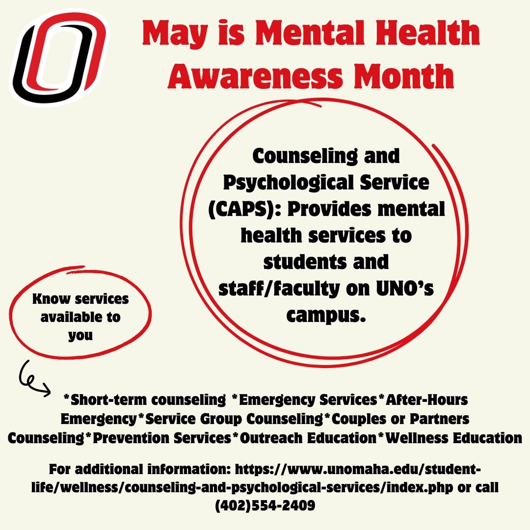 May is Mental Health Awareness Month! #educationmatters #youarenotalone #mentalhealthawareness @UNOSECD @SCEC_UNO @unonsslha @UNOCEHHS @UNOmaha @UNOGradStudies @UNOExpl