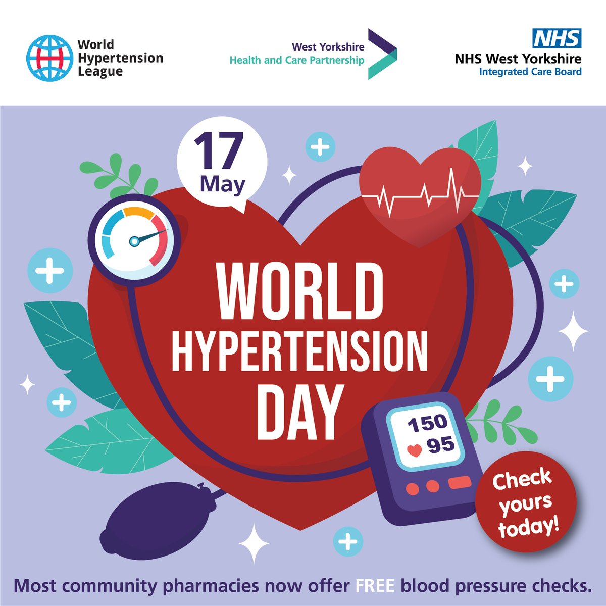 We’re taking part in May Measure Month and encouraging people of West Yorkshire to get their blood pressure checked.  

You can do this at your local community pharmacy. Visit maymeasure.org for more information #thebigsqueeze #WYLTCP