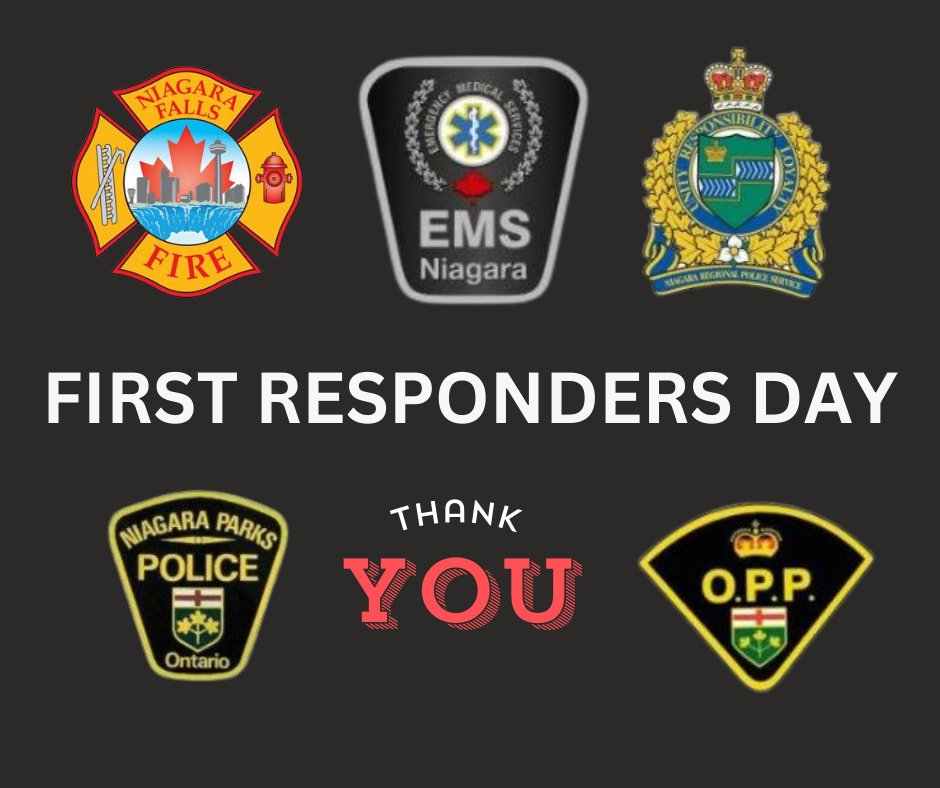 May 1 is recognized as First Responders Day to honour the work of individuals who have dedicated their lives to public service. A special THANK YOU to our NFFD personnel and our community partners: @NiagaraEMS, @NiagRegPolice, @NiagParksPolice, @OPP.