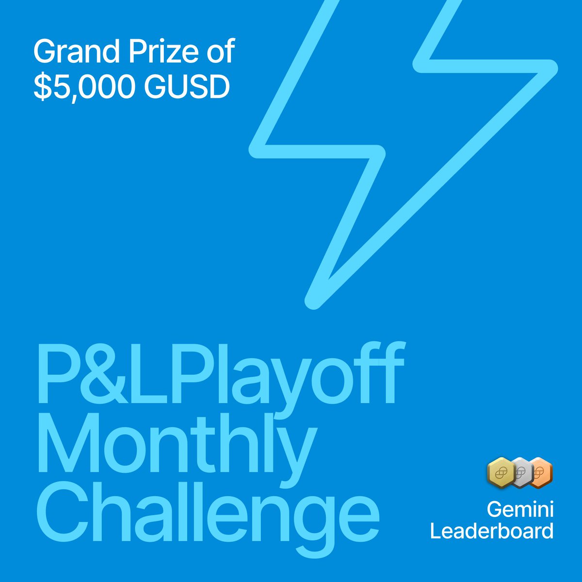 This May, we’re keeping score.

Introducing the P&L Playoff monthly challenge! Rack up the most daily wins this month in the P&L Playoff trading competition and secure the grand prize of $5,000 GUSD 🏆

Compete to win → gemini.com/leaderboard