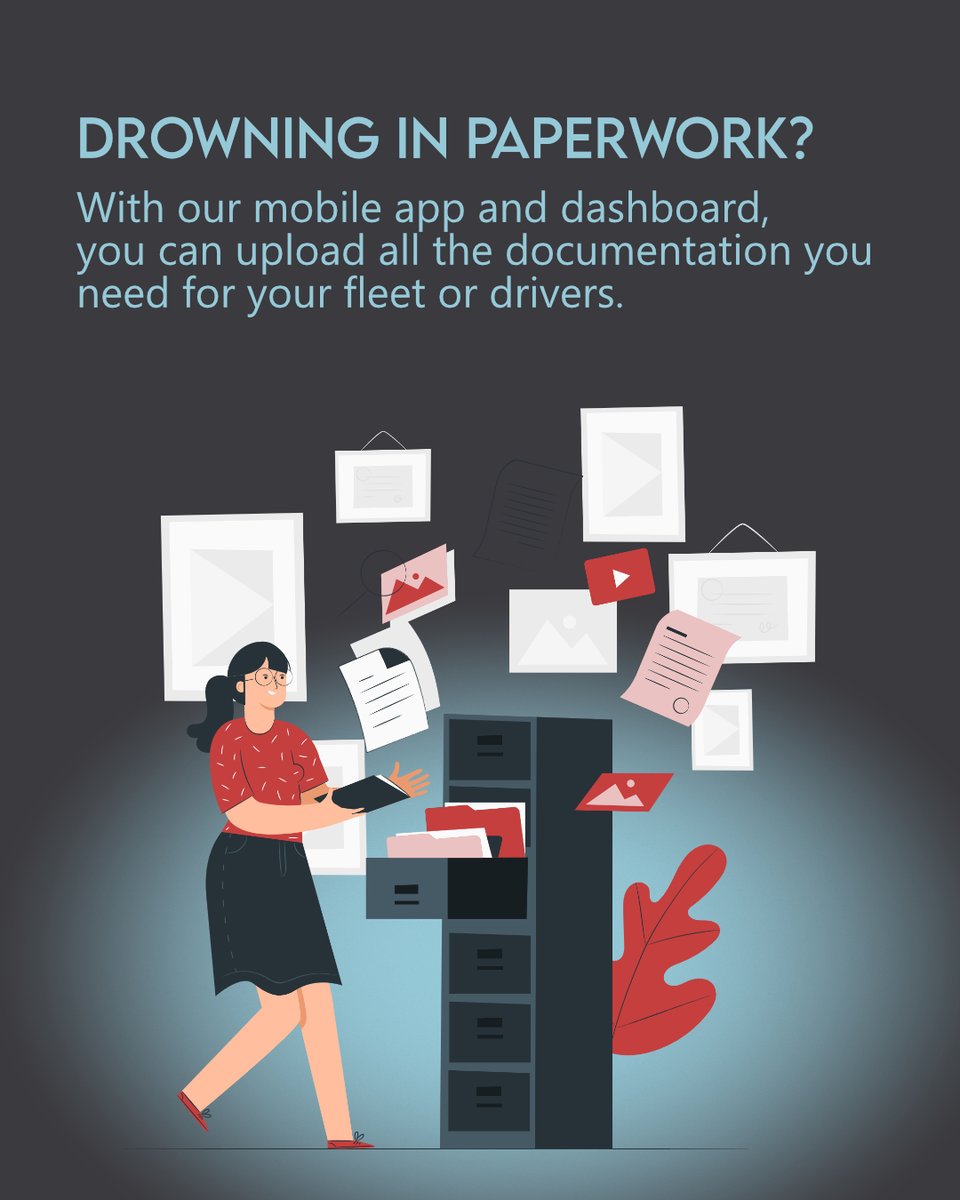 Tired of drowning in paperwork? 📑 Say goodbye to the chaos and hello to efficiency with our mobile app and dashboard! 📱💼 Easily upload and manage all your fleet or driver documentation hassle-free. Stay organized, stay stress-free! #PaperworkSimplified #FleetManagement