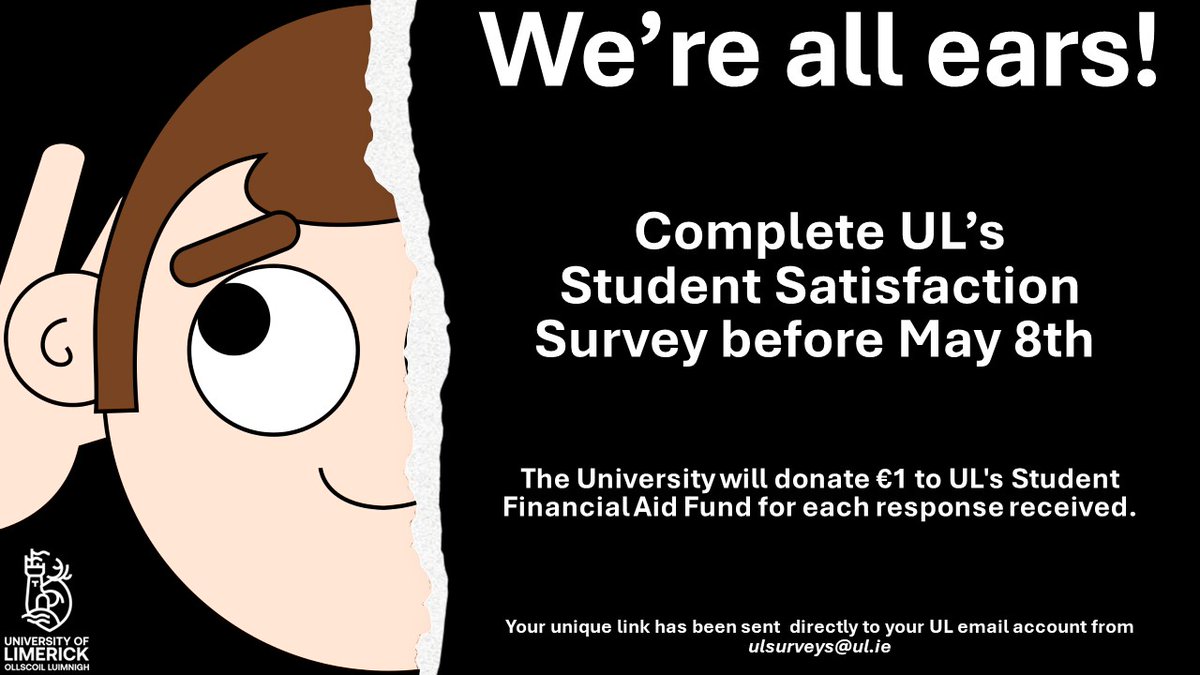 Tell us what you think! Share your thoughts with us through the student satisfaction survey so we can better satisfy your needs. For more information, visit studentsurvey.ie