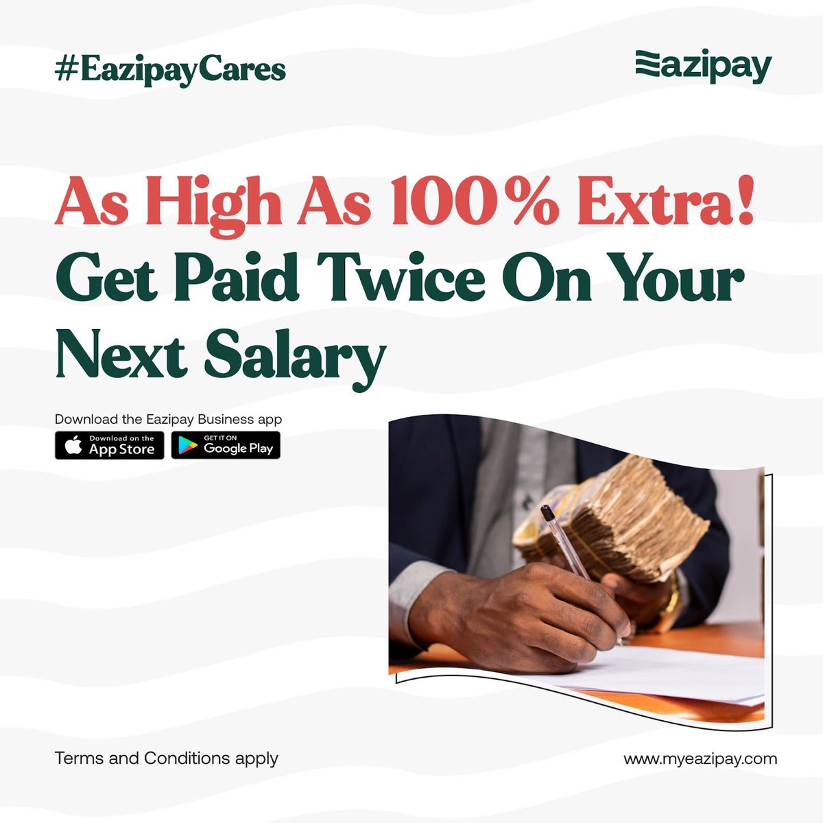 Your salary is about to get a major upgrade, and you shouldn’t miss out on the opportunity to earn extra this month! Visit myeazipay.com  to learn how to access up to 100% Extra on your salary.

#EazipayCares #WorkersDay #PayrollMadeEasy #BusinessSupport
