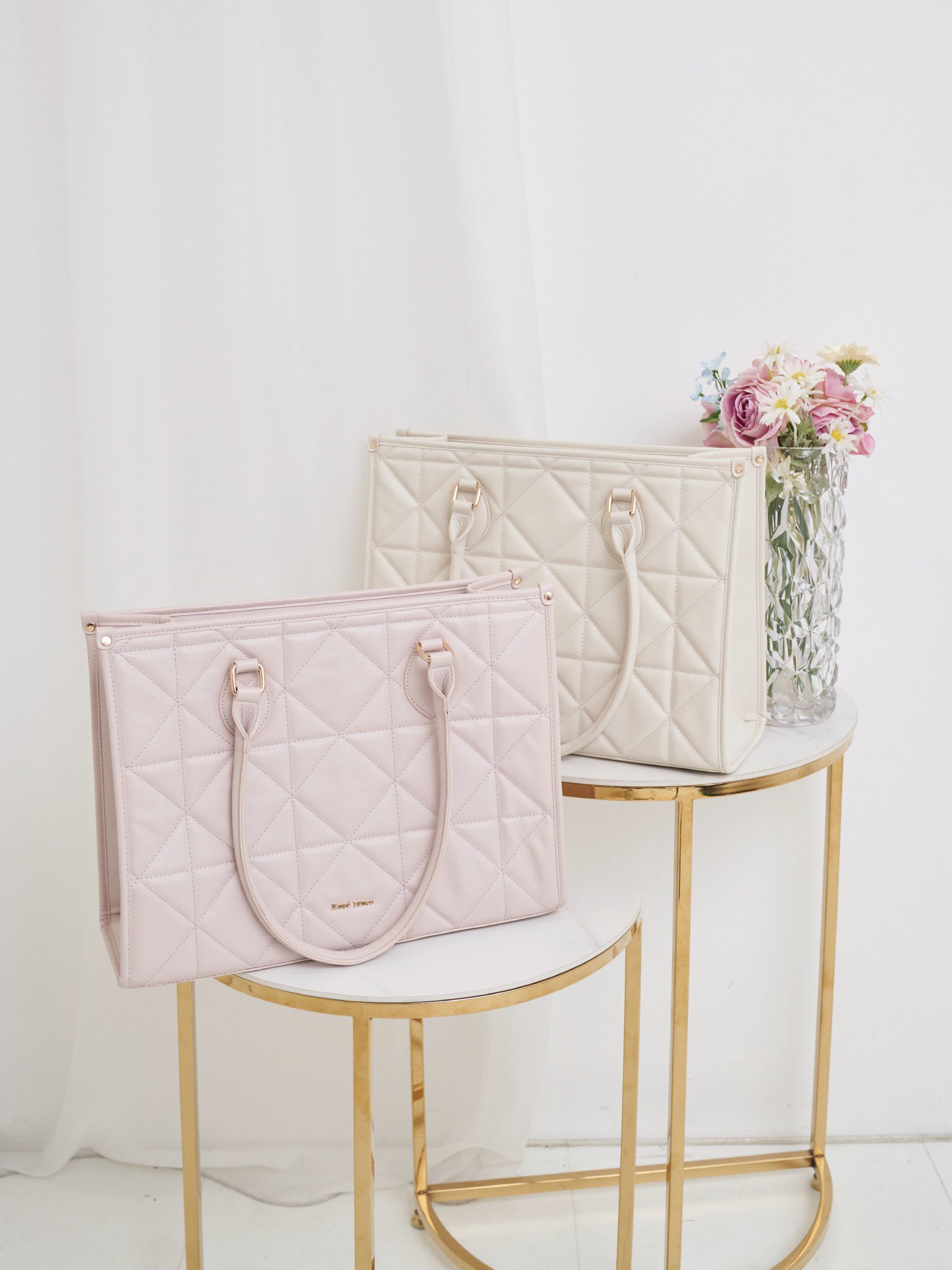 rosemuse quilting tote L ダスティピンク