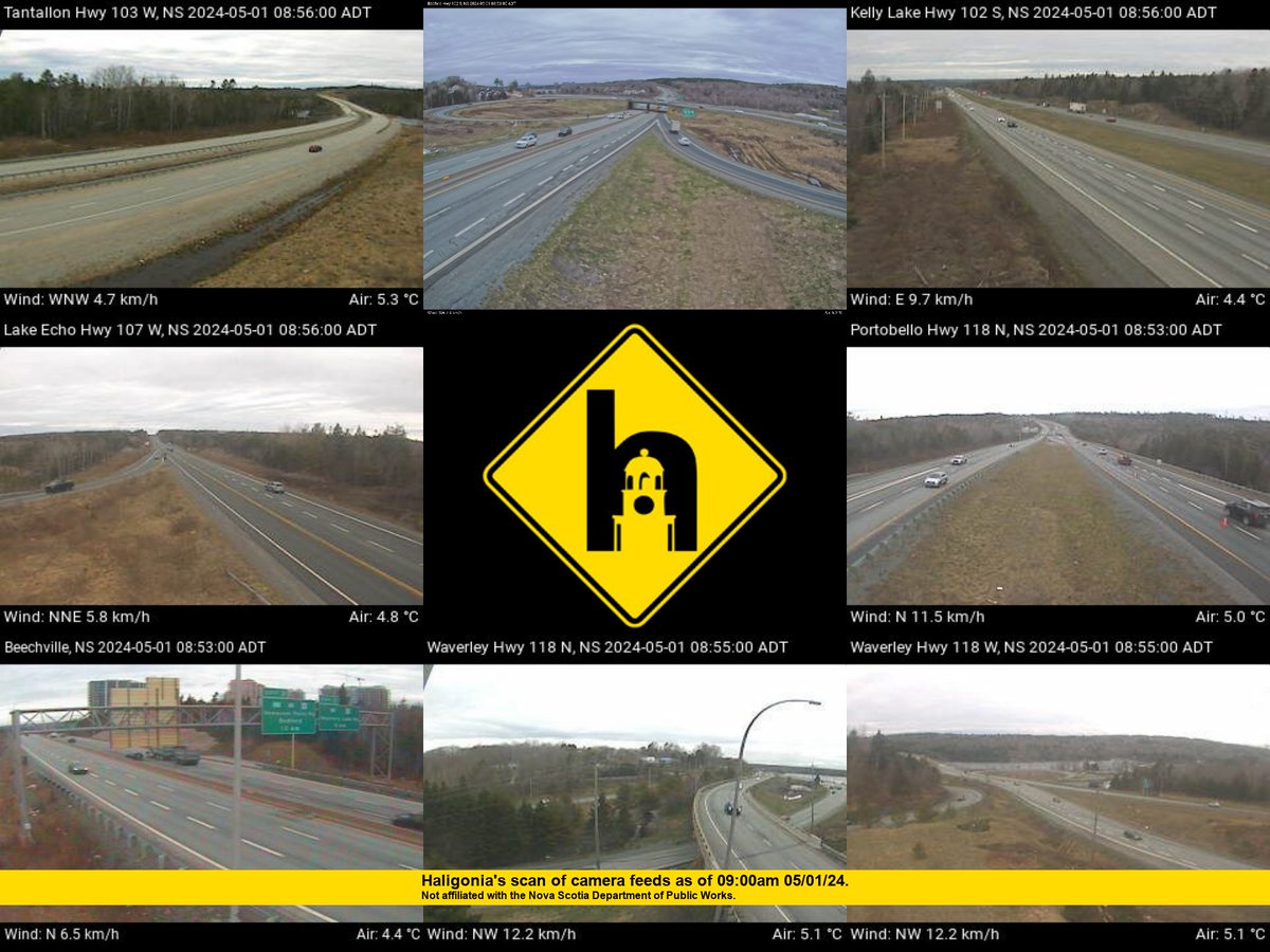 Conditions at 9:00 am: Mostly Cloudy, 3.1°C. @ns_publicworks: #noxp #hfxtraffic