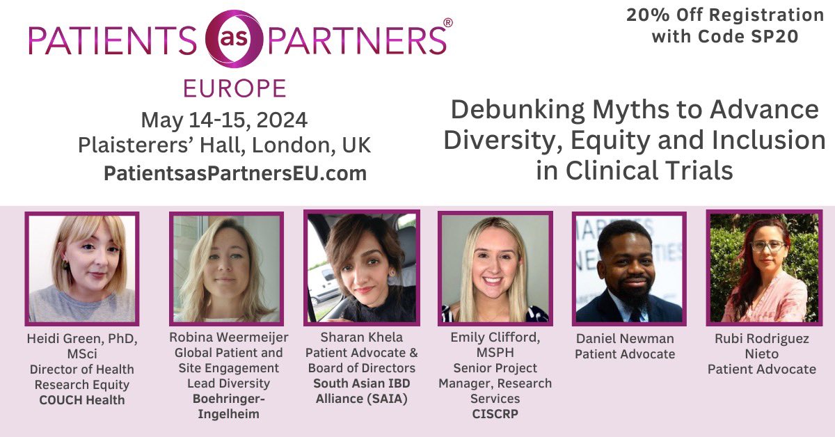 🌟 Coming Soon! 🌟   Our Lead Patient Advocate in UK, Sharan Khela, will be attending Patients as Partners Europe this year as a panelist💜   Join us & many other industry giants on May 14-15 in London, UK! Register with SAIA’s discount code SAIA 20: patientsaspartnerseu.com