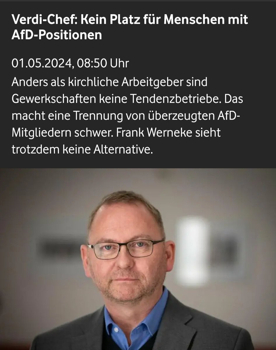 Ich gehe davon aus, dass #AfD-Wähler irgendwann in KZ's gesperrt werden.
Und sie werden selbst dann noch behaupten, sie täten es für Demokratie und Menschlichkeit!
Der Faschismus lebt wieder mitten unter uns! 🤬🤬🤬

#Werneke #Verdi