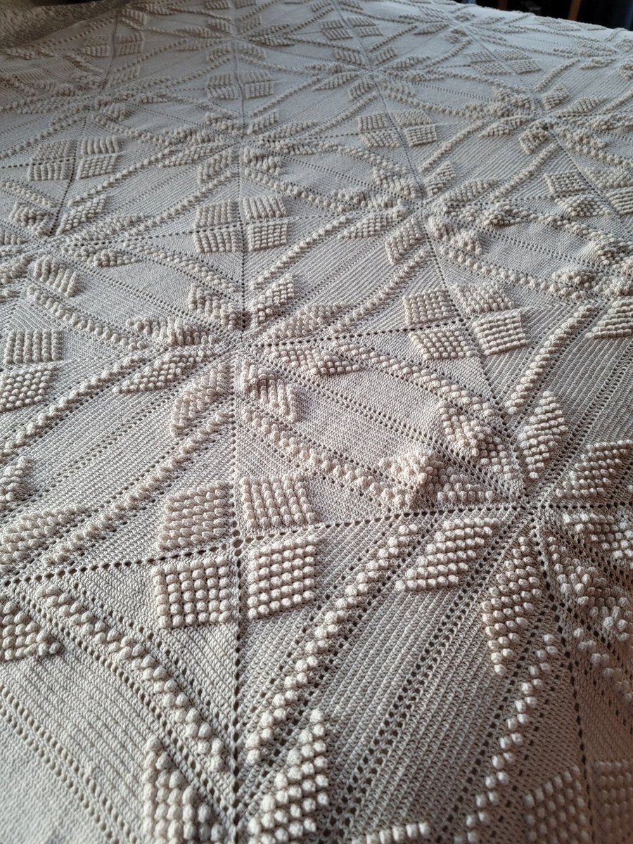 I rescued a vintage,hand crocheted, full-length twin bed spred/king coverlet from the charity shop yesterday. The women just ahead of me mentioned cutting it up for crafts and pillows. Those who do handwork know how long this took.