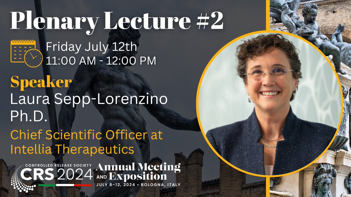 Meet Your Plenary Speaker! Register for #CRS2024: 👉ow.ly/SoUk50Qj9vY Laura Sepp-Lorenzino, Ph.D. is the Chief Scientific Officer at Intellia Therapeutics and a recognized expert on nucleic acid therapies R+D. Don't miss out on her lecture, register today! #crs #pharma
