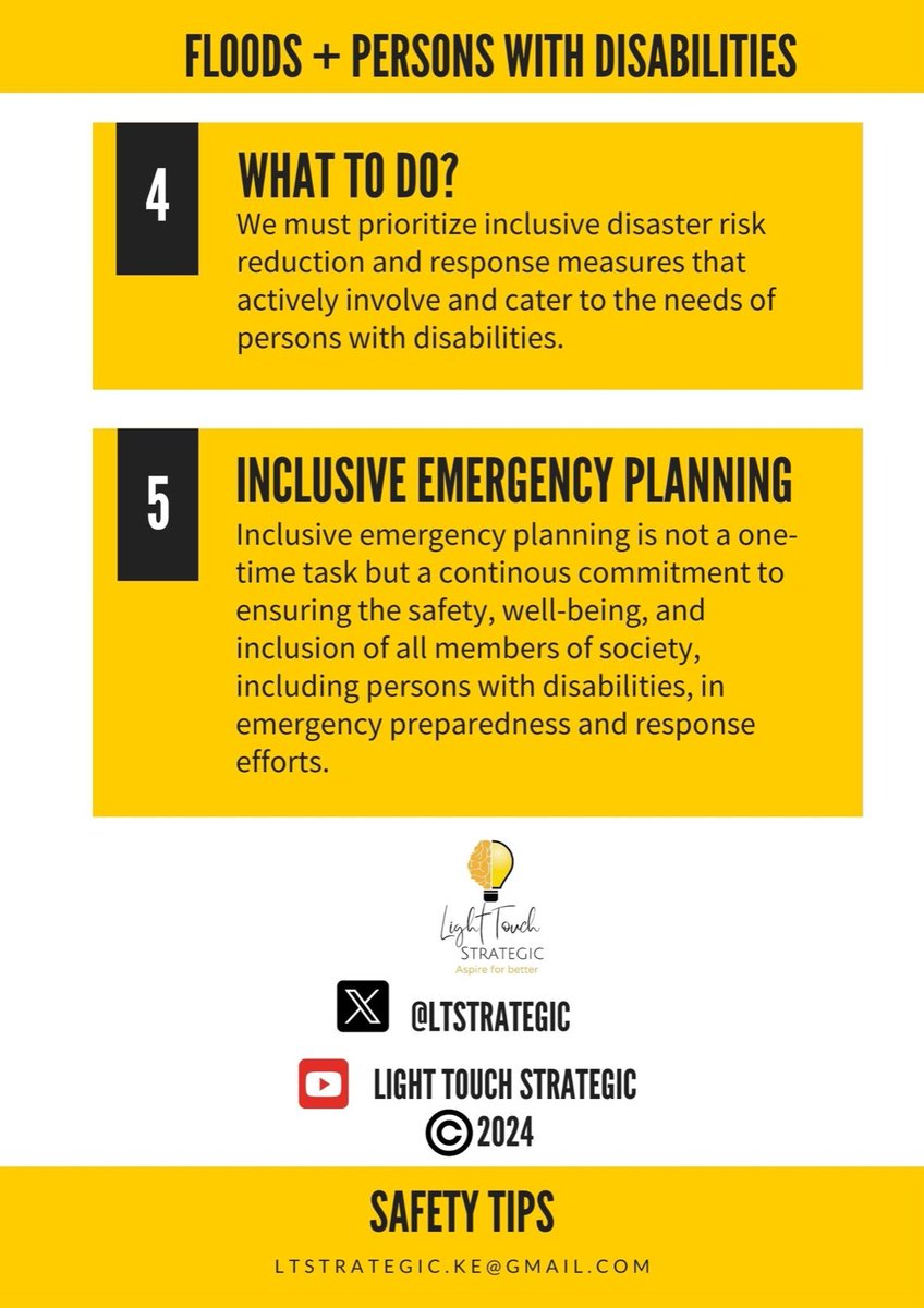 As we experience this difficult period of heavy rainfall as a Country let's consider the PWD community as we are affected just as much as the 'kawaida' citizen, be as Inclusive as possible in any emergency planning and let's continue keeping safe.@UDPKenya @Ncpwds @KenyaRedCross