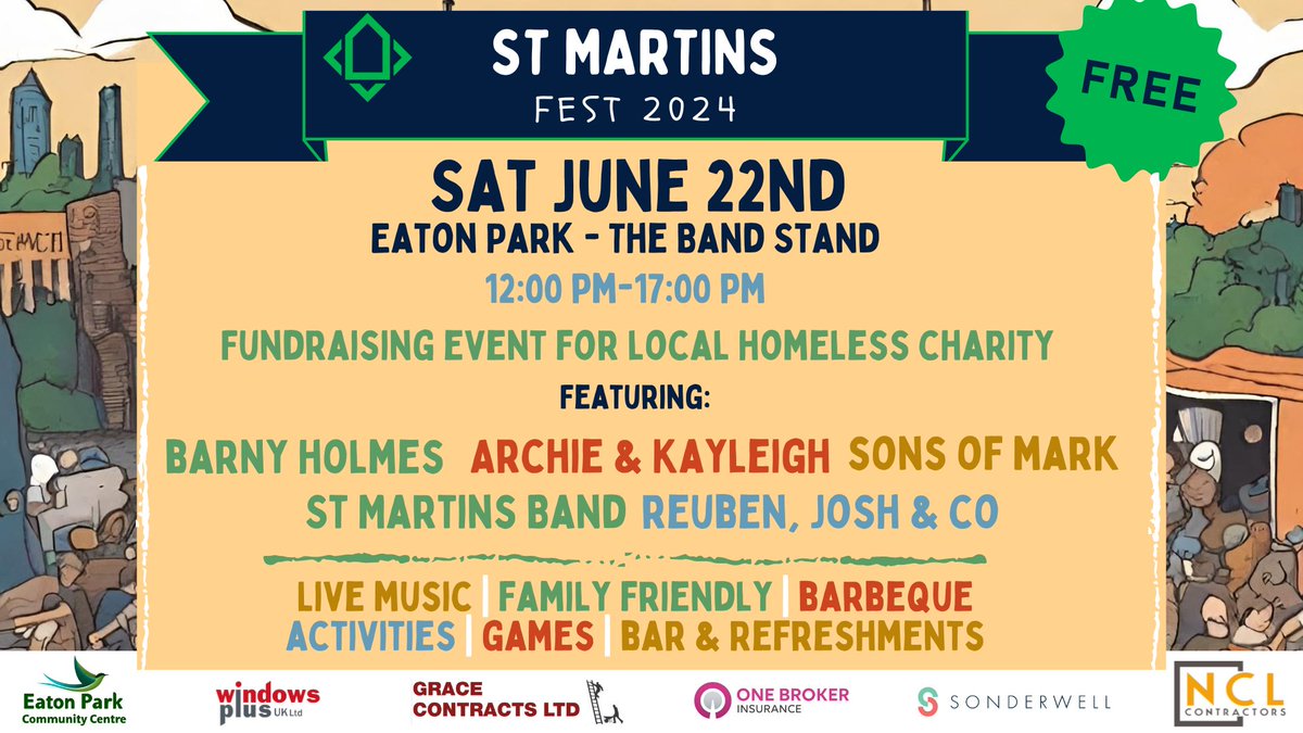 Are you free on the 22nd June this year? Yes? Come along to St Martins Fest 2024!☀️ St Martins is holding a summer music event at the bandstand at Eaton Park on Saturday 22nd June. Its free of charge and will feature a number of local bands #stmartins #stmartinsfest #festival