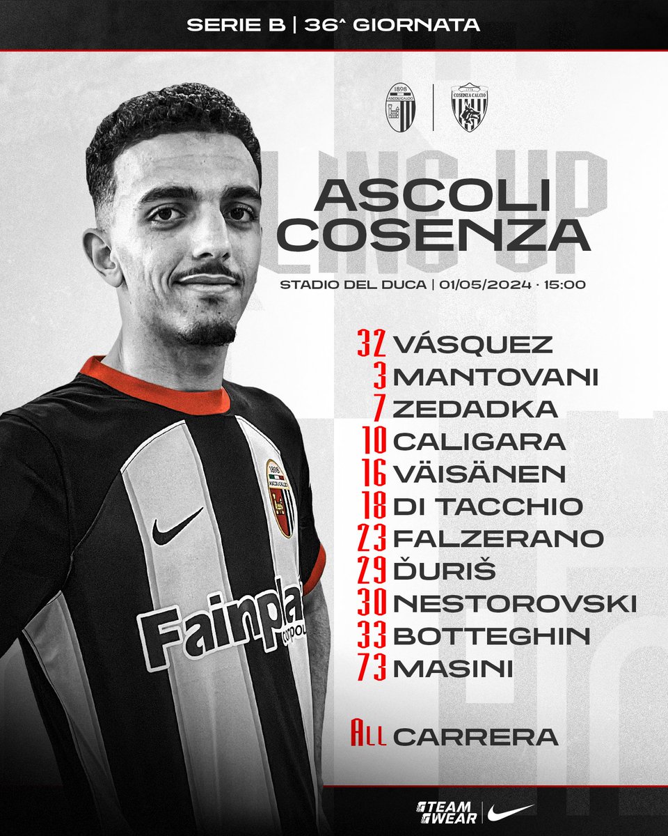 𝐵𝑖𝑎𝑛𝑐𝑜𝑛𝑒𝑟𝑖 in campo 𝙘𝙤𝙨𝙞̀! ‼️⚽ -𝟏𝐡 ad #AscoliCosenza 💪⚪⚫