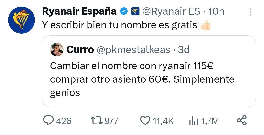 Hilo con las mejores respuestas de Ryanair