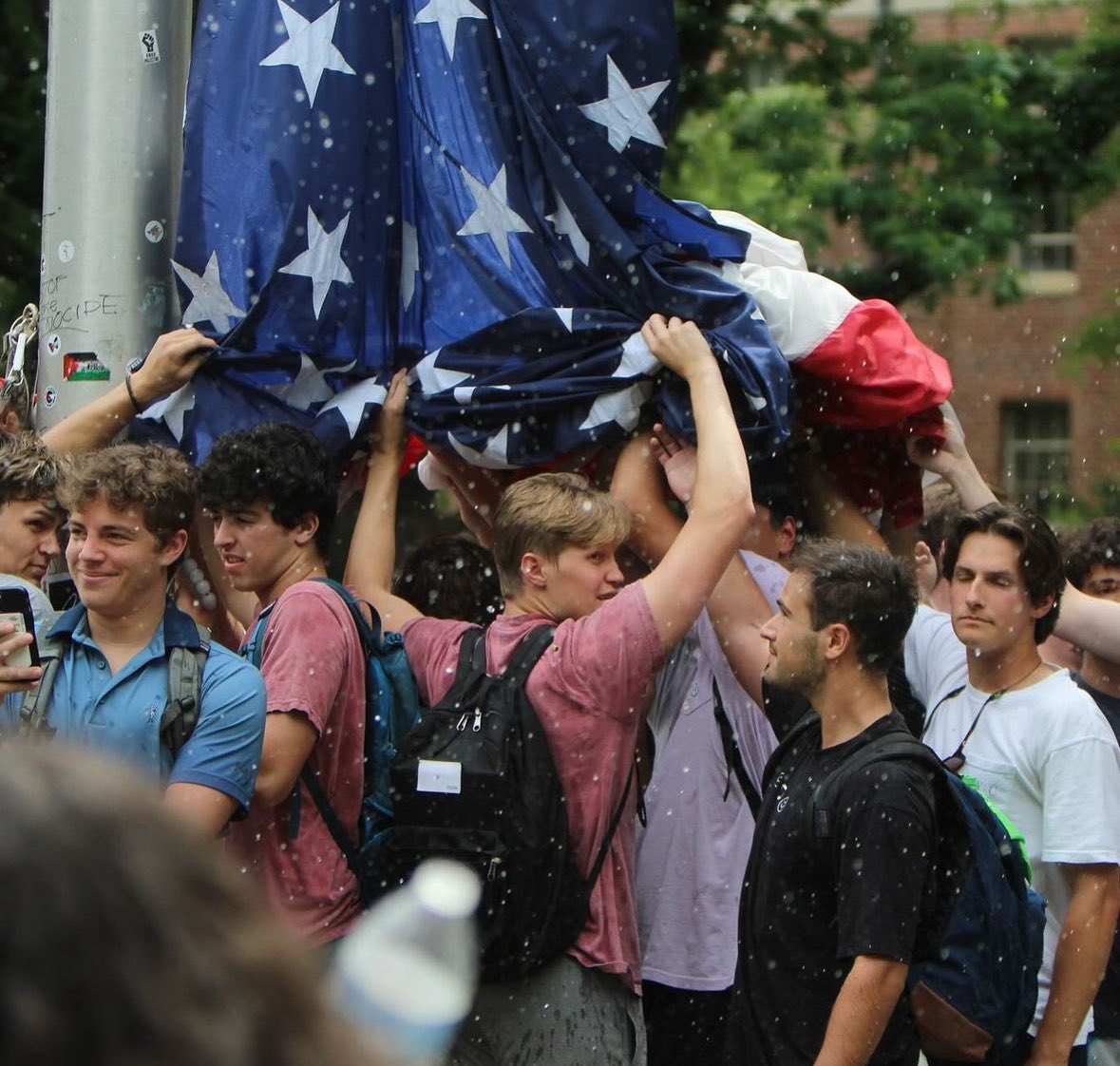 More of this Less of those Palestine Communists Less of those Israel supporters Less of that Ukraine thing Less of that Russian thing This is America This is the only flag that must be up