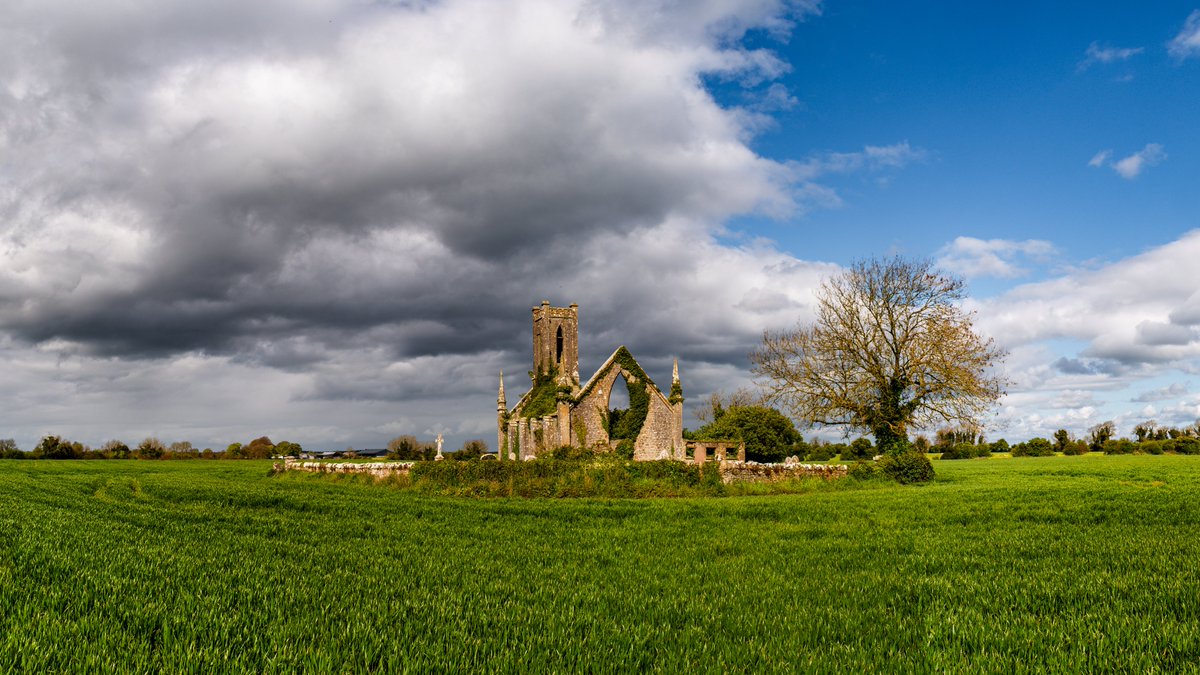 Ballynafagh Church with passing spring showers providing some moody clouds as a backdrop. #kildare #ireland