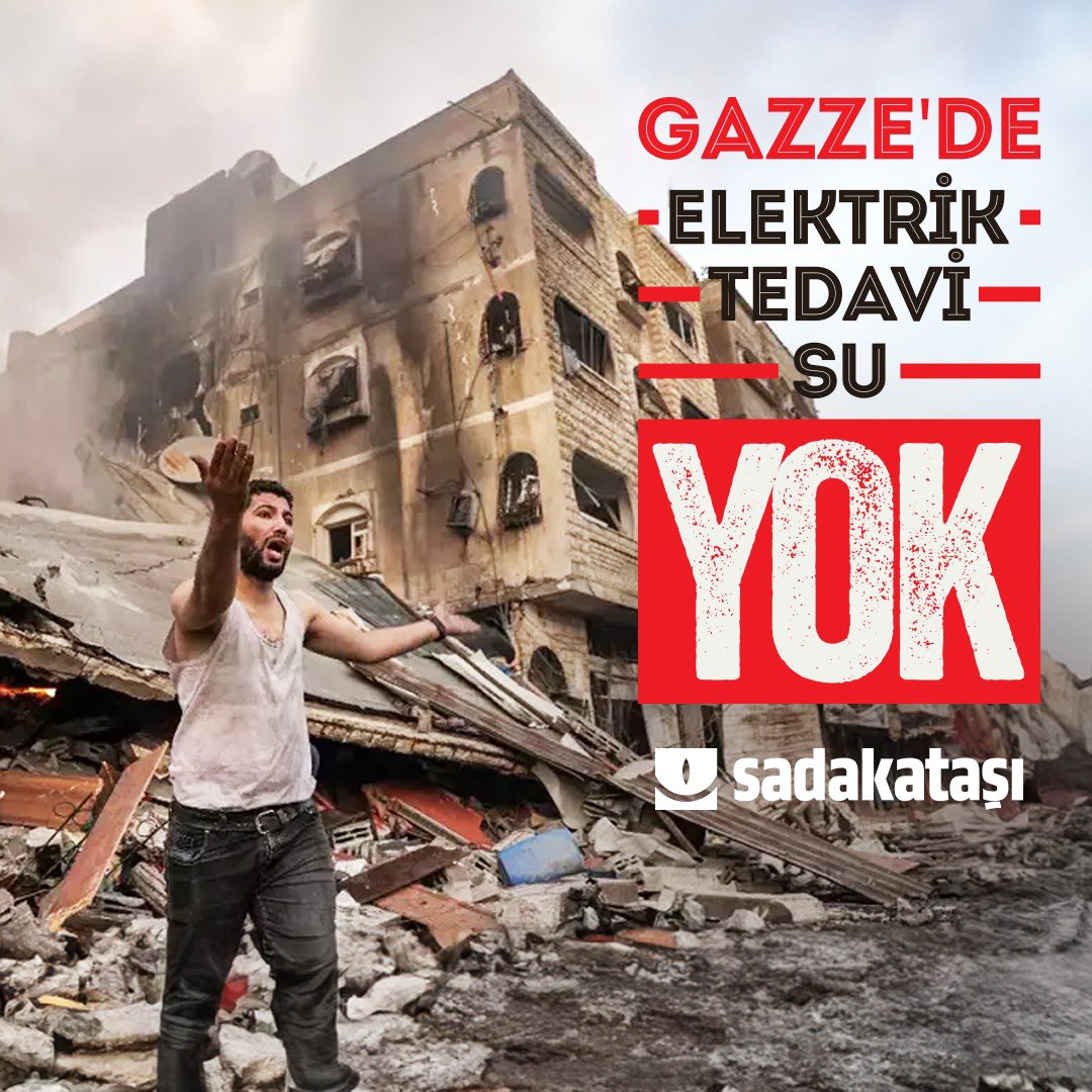 Gazze'de elektrik, su, tedavi yok! İşgalci İsrail'in soykırım saldırılarına maruz kalan; elektriği kesilen, tedaviye ve suya ulaşamayan #Gazze halkı zor şartlar altında yaşam mücadelesi vermeye devam ediyor. #GazaStarving