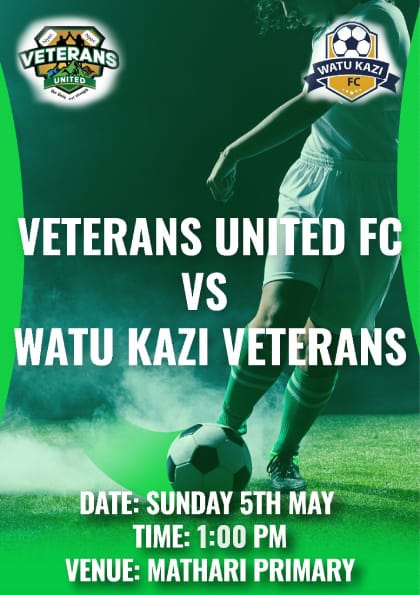 Veterans United FC from Nyeri county does an excellent job in giving back to the society (CSR), Members play football for fun, exercise and awareness, members welfare and all are local politicians. 
#VeteransUnited