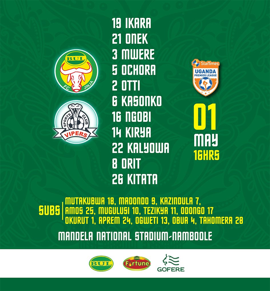 BUL FC start list against Vipers SC  || #SUPL || #BULFC || #BULVIP