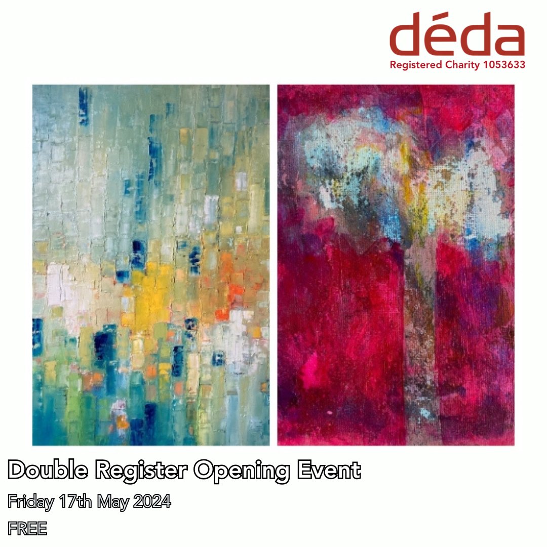 Déda presents 'Double Register' by Derby painters Paul Johnstone & Vitor Azevedo. Explore their vibrant abstract works from May 18 to Aug 10. 🎨