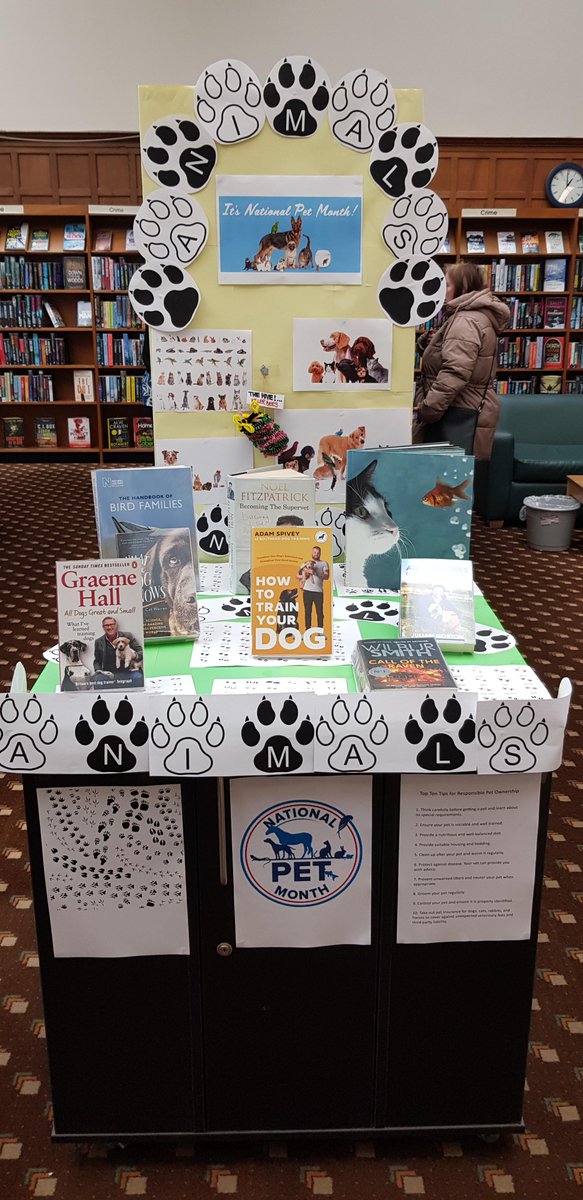 Today marks the end of #NationalPetMonth which celebrates and raises awareness of responsible pet ownership through educational campaigns. Parkhead Library created a fantastic book display
