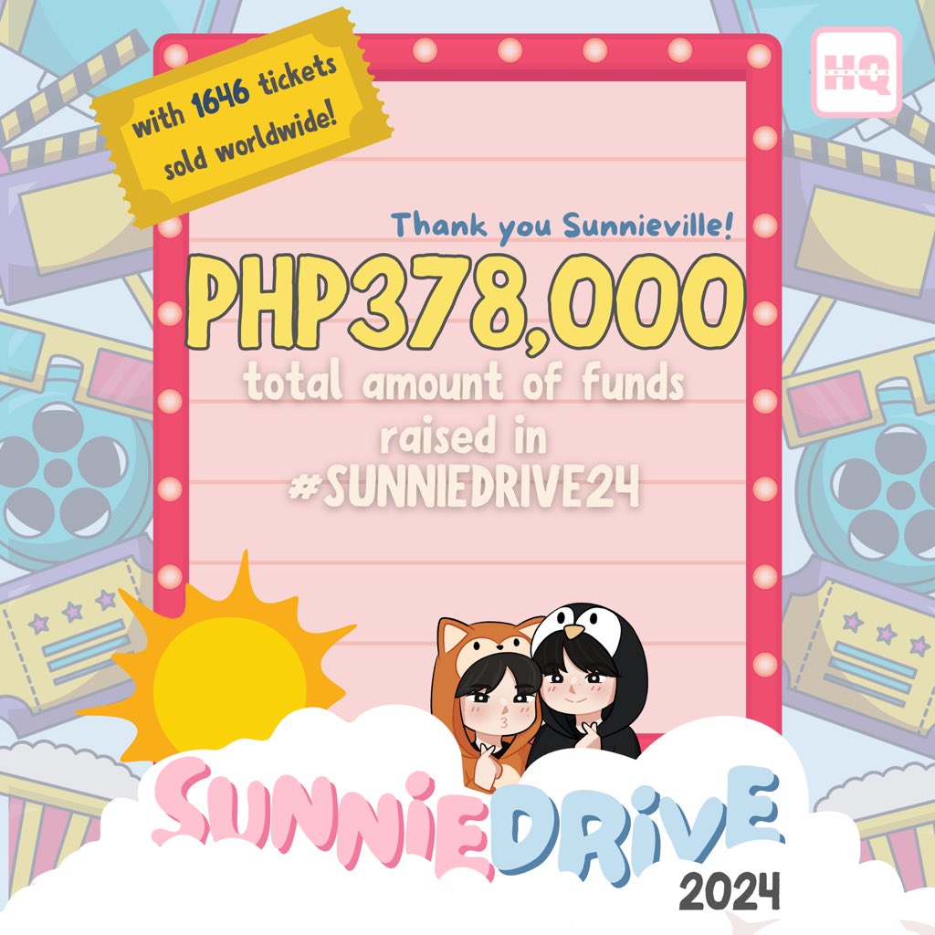 And... Cut! 🎬💥 That's a wrap, Sunnieville! 🎞️ 

Also, the perfect night to officially announce the success of our film festival this summer, #SUNNIEDRIVE24 🌤️, garnering a total gross of ₱378,000! 

We are grateful for the unending support the readers gave, the effort and time