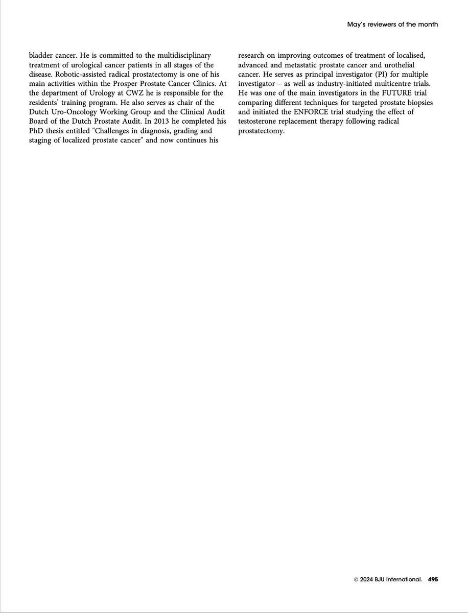 Truly honoured to receive this recognition! Thanks to all the @BJUIjournal Editorial Board. Special thanks to @grantissimus for his daily mentorship & inspiration! bjui-journals.onlinelibrary.wiley.com/doi/epdf/10.11…