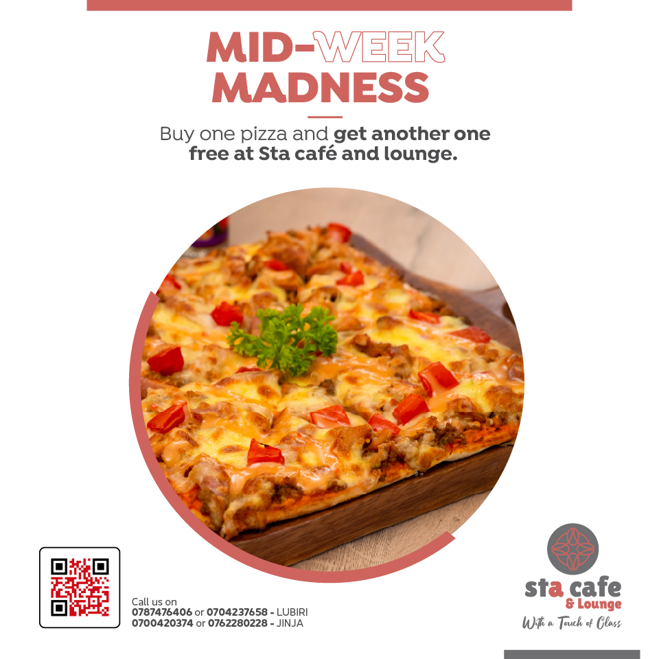 Step into midweek madness at Stacafe, where our culinary delights meet unbeatable offers! Buy 1 pizza, get 1 free, and double the joy with every slice. Don't miss out on this delicious deal! #StacafeEats #DeliciousMoments 

#NextAds #SalamUpdates
