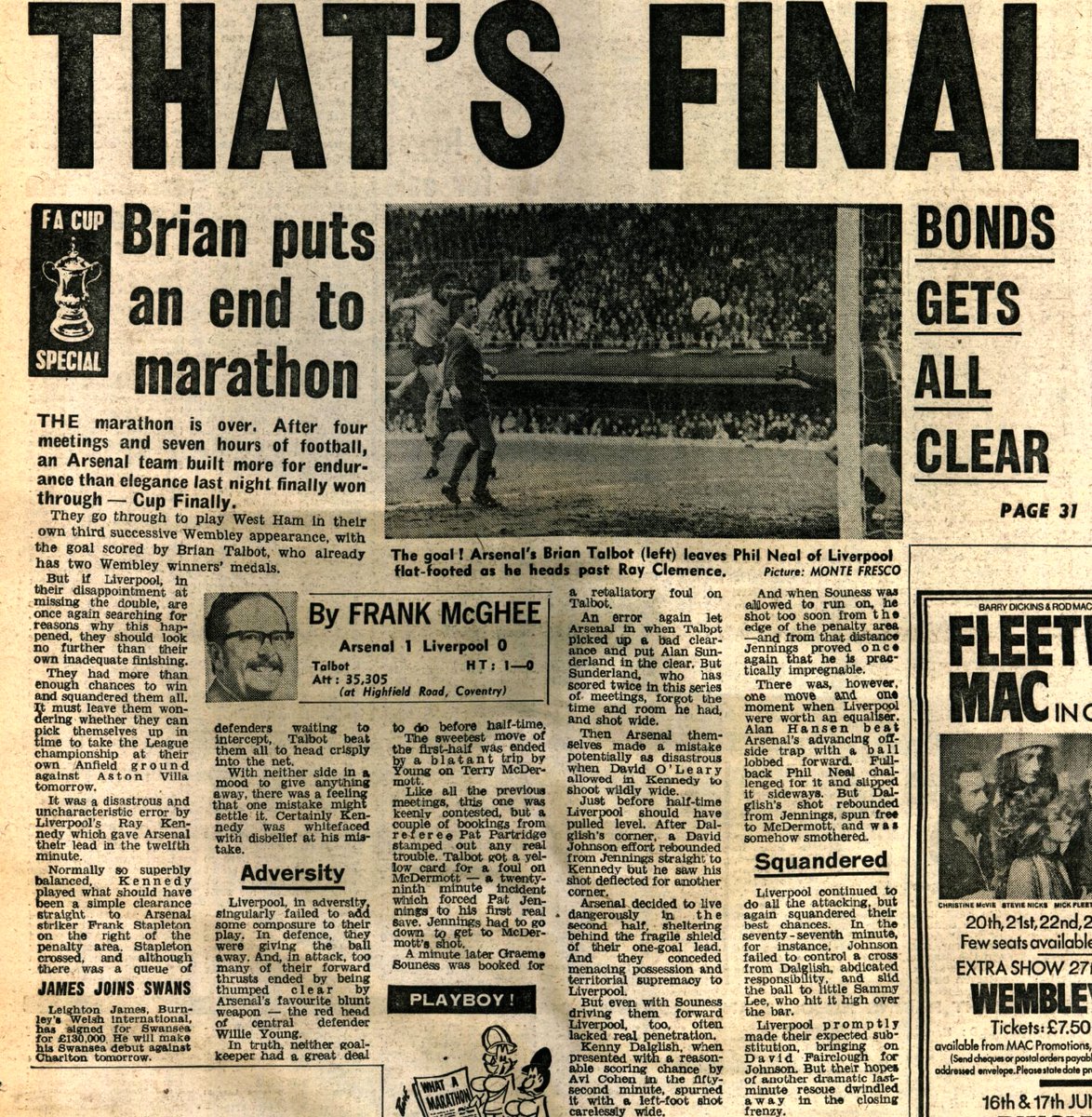Finally! OTD 1980 a goal from Brian Talbot settled the FA Cup semi-final drama between The #Arsenal and Liverpool at Highfield Road. Three replays were needed and in the end the Gunners secured their place for the Wembley final for the third successive time.