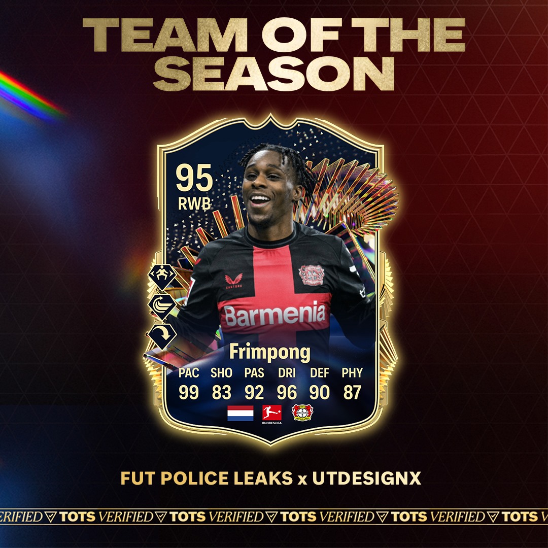 🚨 Frimpong 🇳🇱 is set to come to Ultimate Team in TOTS BUNDESLIGA Promo 🔥

Better than TOTY? 🤔

Let's make a price prediction 💸

Design by @UTdesignX ✅