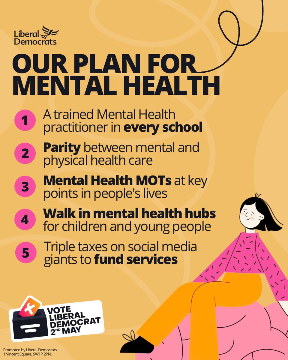 Mental Health is not something to disregard or disrespect. Mental care deserves parity with physical care. We have a plan to tackle the mental health crisis, with early intervention, community support, and children and young people at its core. ⬇️