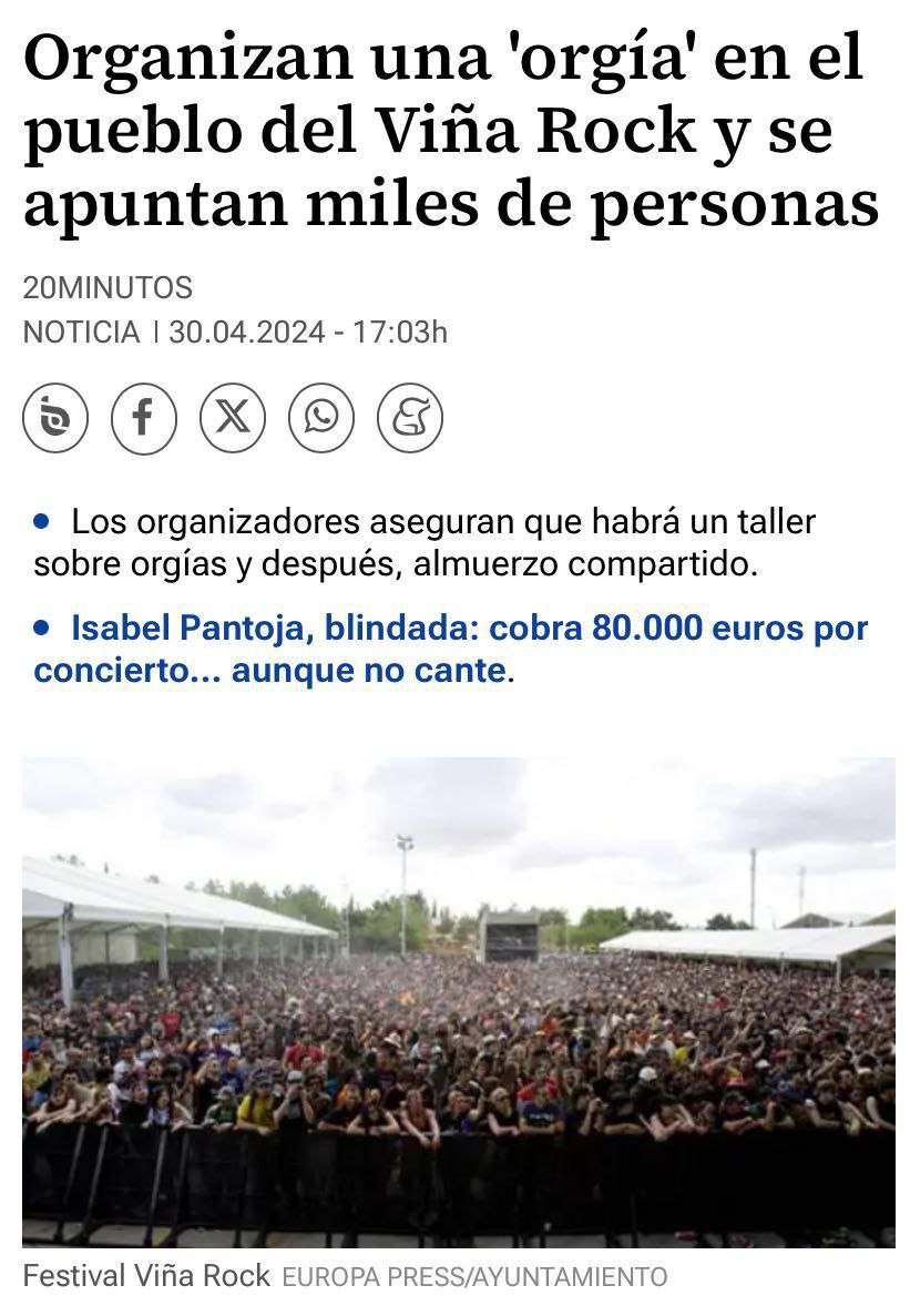 🇪🇸 | España | Sodoma y Gomorra 2.0 | Organizan una 'orgía' en el pueblo del Viña Rock y se apuntan miles de personas.