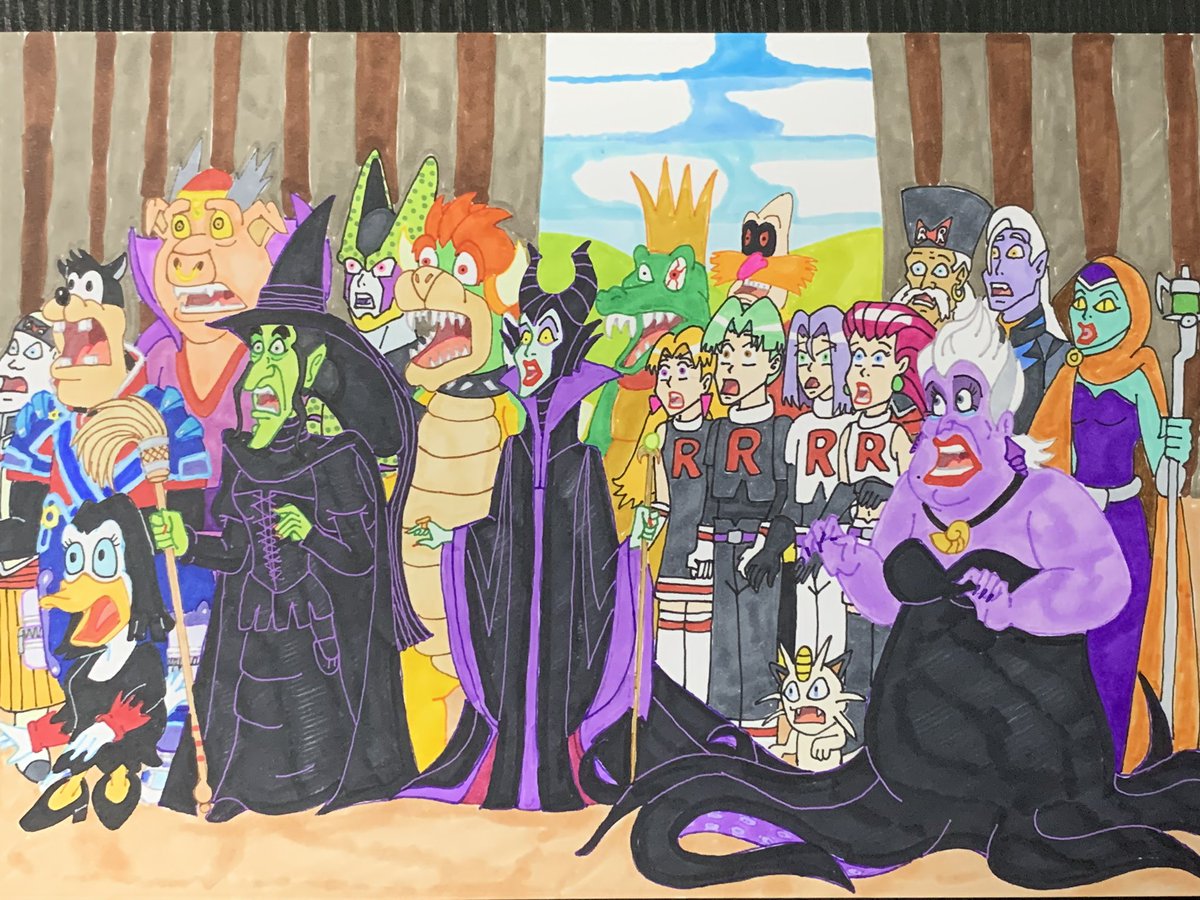 The main villains are shock to see their old friend Lord Zedd is back. #illustration #disney #maleficent #ursulatheseawitch #thewickedwitchofthewest #disneypete #magicadespell #teamrocket #drgero #android19 #perfectcell #witchhaggar #princelotor #wizpig #kingkrool #drrobotnik