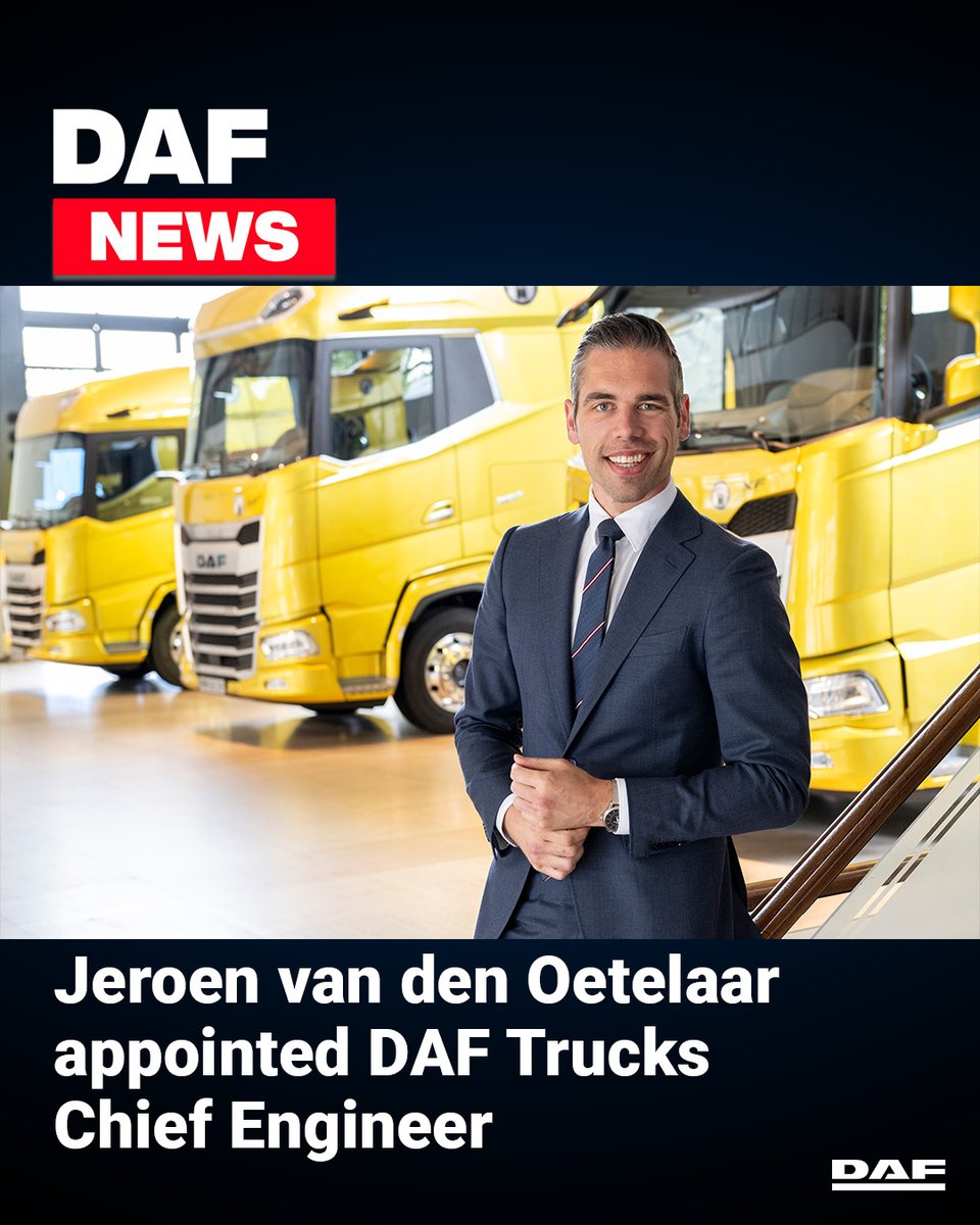 DAF Trucks appointed Jeroen van den Oetelaar as Chief Engineer DAF Vehicles and member of the DAF Board of Management. Learn more: brnw.ch/21wJlGS #daf #daftrucks