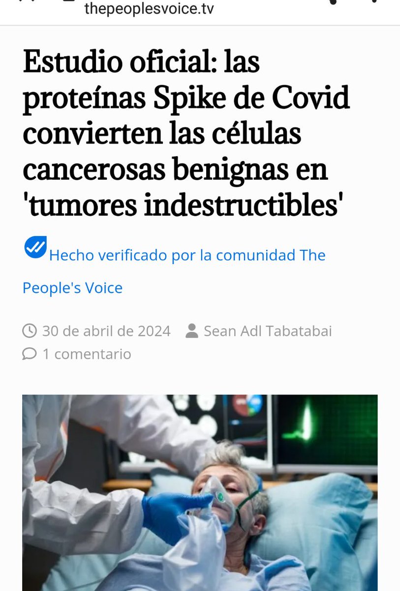 ℹ 💉| Estudio oficial: las proteínas Spike de Covid convierten las células cancerosas benignas en 'tumores indestructibles'.