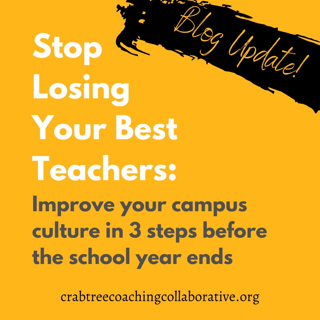 📃Check out my latest blog post, where I provide three small strategies you can easily incorporate to make a large investment in your campus culture!

Visit crabtreecoachingcollaborative.org.

#CampusCulture
#endofschoolyear
#educationalleadership