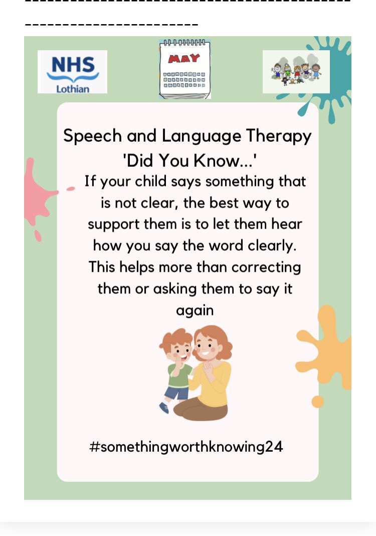 Julie Gardiner (@gardiner_julie) on Twitter photo Here is #somethingworthknowing24 for May from NHS Lothianās childrenās speech and language therapy team. <a href="/P_H_S_Official/">Public Health Scotland</a> <a href="/NHS_Lothian/">NHS Lothian</a> <a href="/LothianChildren/">NHS Lothian Children's Services</a> <a href="/PHLothian/">Public Health NHS Lothian</a> Here is #somethingworthknowing24 for May from NHS Lothianās childrenās speech and language therapy team. <a href="/P_H_S_Official/">Public Health Scotland</a> <a href="/NHS_Lothian/">NHS Lothian</a> <a href="/LothianChildren/">NHS Lothian Children's Services</a> <a href="/PHLothian/">Public Health NHS Lothian</a>