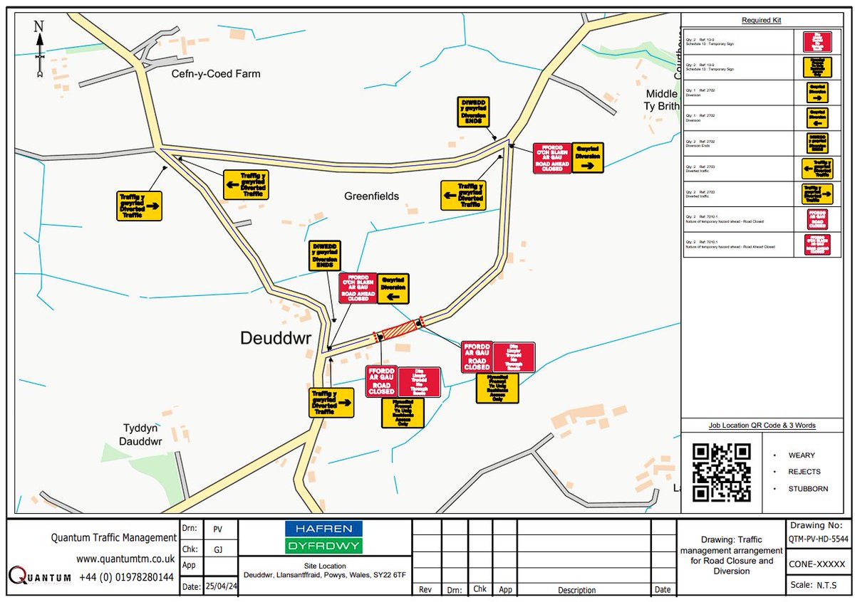 EMERGENCY ROAD CLOSURE: C2034 DEYTHEUR, LLANSANTFFRAID-YM-MECHAIN is in place from the 1-3 May 2024 (24 Hrs Restrictions) on behalf of Hafren Dyfrdwy, while they do works to repair a leaking communication pipe.

@PowysCC 
@hafrendcymru 
@TrafficWalesN