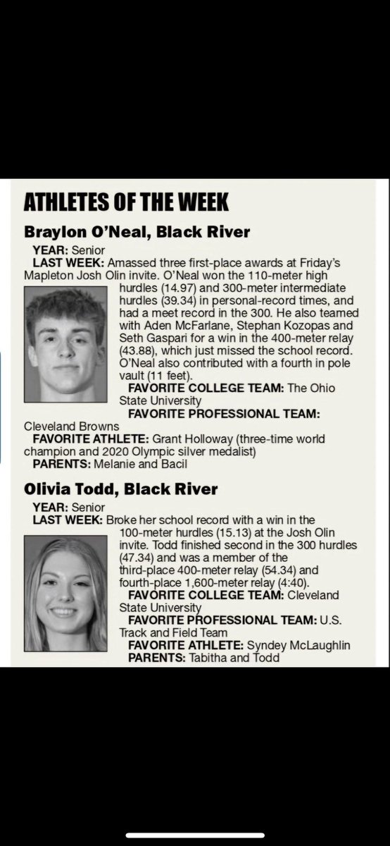 Congrats to our athletes of the week!! <a href="/BRiverAthletics/">B.R. Athletics</a>