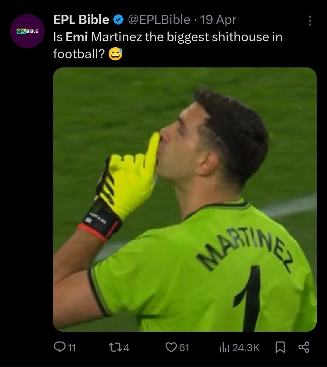 You sucked Emi Martinez off for this btw