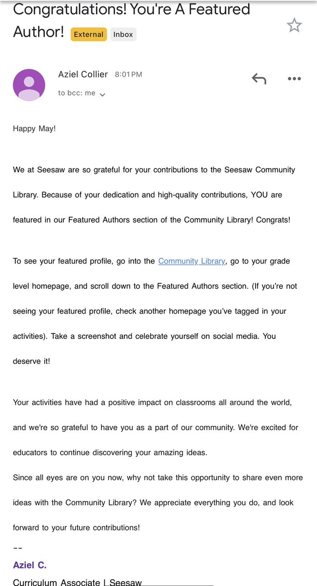 esthersspw's tweet photo. I'm so happy to be named a featured author in Seesaw's community library! This recognition means a lot to me, and I'm truly grateful to @Seesaw for this honor. #seesawlearning #education #featuredauthors https://t.co/dTDQpWNFYR