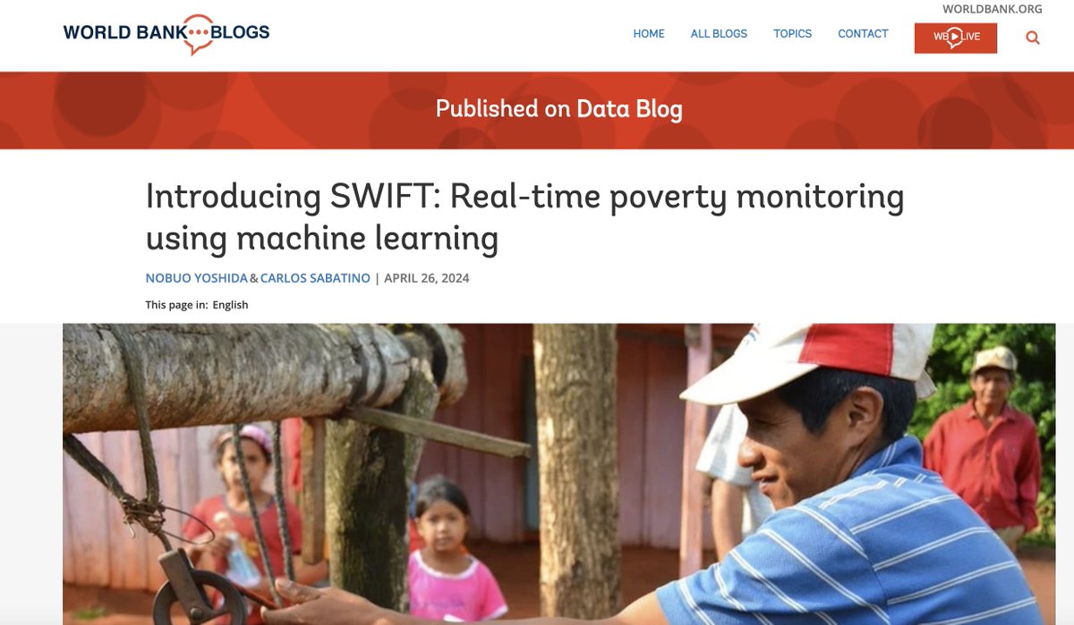 The @WorldBank's Survey of Well-Being via Instant & Frequent Tracking (SWIFT) applies machine-learning techniques to the latest available household survey data to generate high-frequency #poverty estimates comparable with official statistics. Though initially designed to