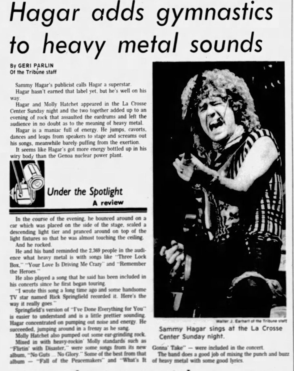 Also this Day in VH 5/1/1983: @sammyhagar plays the LC Center in La Crosse, Wisconsin.