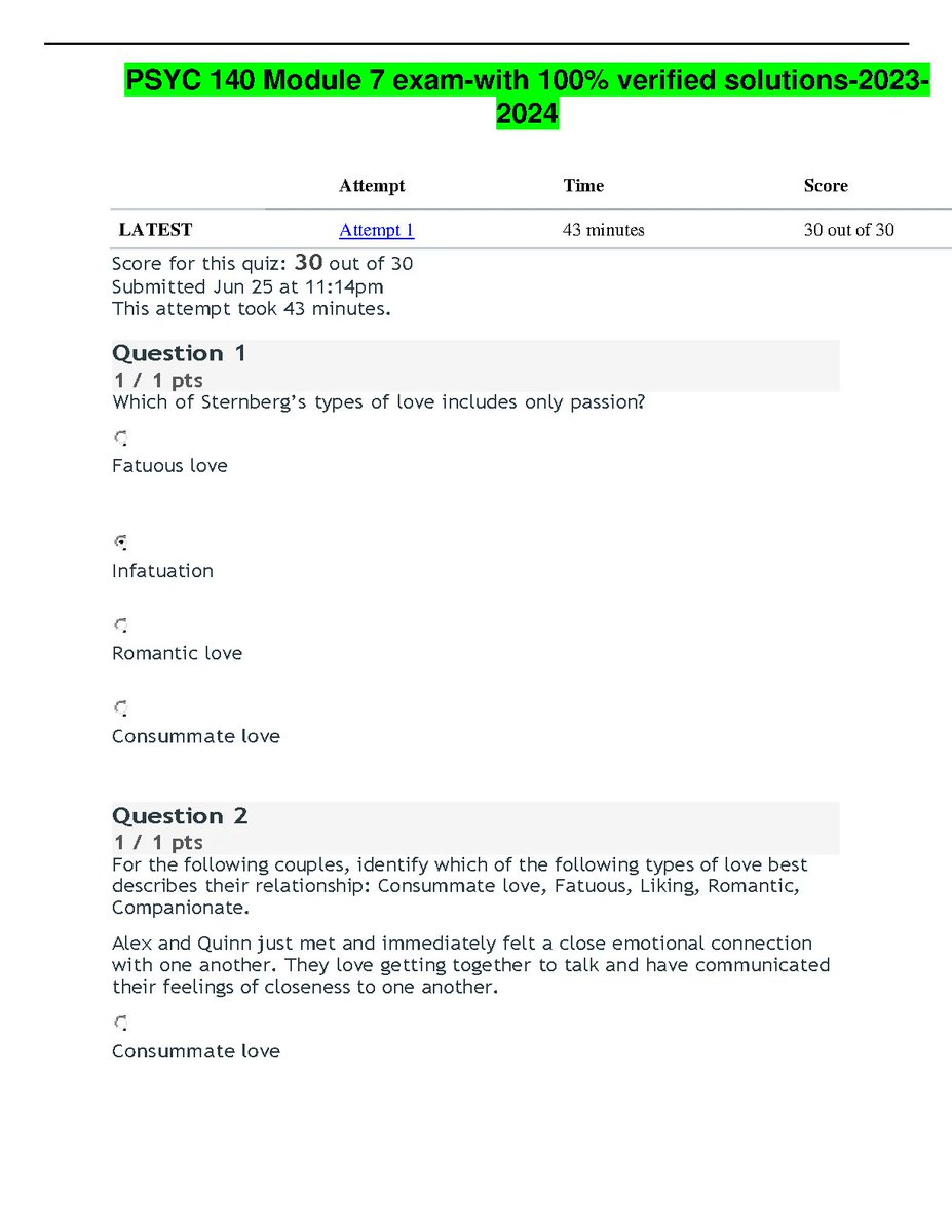 PSYC 140 Module 7 exam. QUESTIONS AND ANSWERS 2023/2024
hackedexams.com/item/11228/psy…
#PSYC140 #Module7exam #QUESTIONS #QUESTIONSANDANSWERS #exam2023 #hackedexams