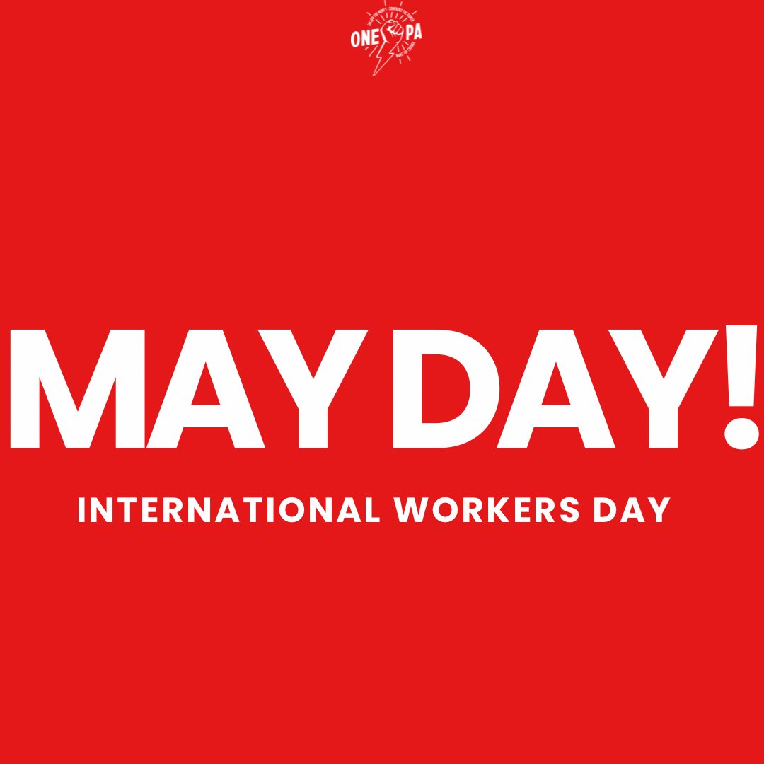 In Chicago in 1886, 80k workers walked out of their jobs to demand an 8hr work day. In the 138 years since, we are still fighting for fair & just working conditions. One Pa is in solidarity w the unemployed, underemployed & working people in Pa, & around the world. Happy May Day!