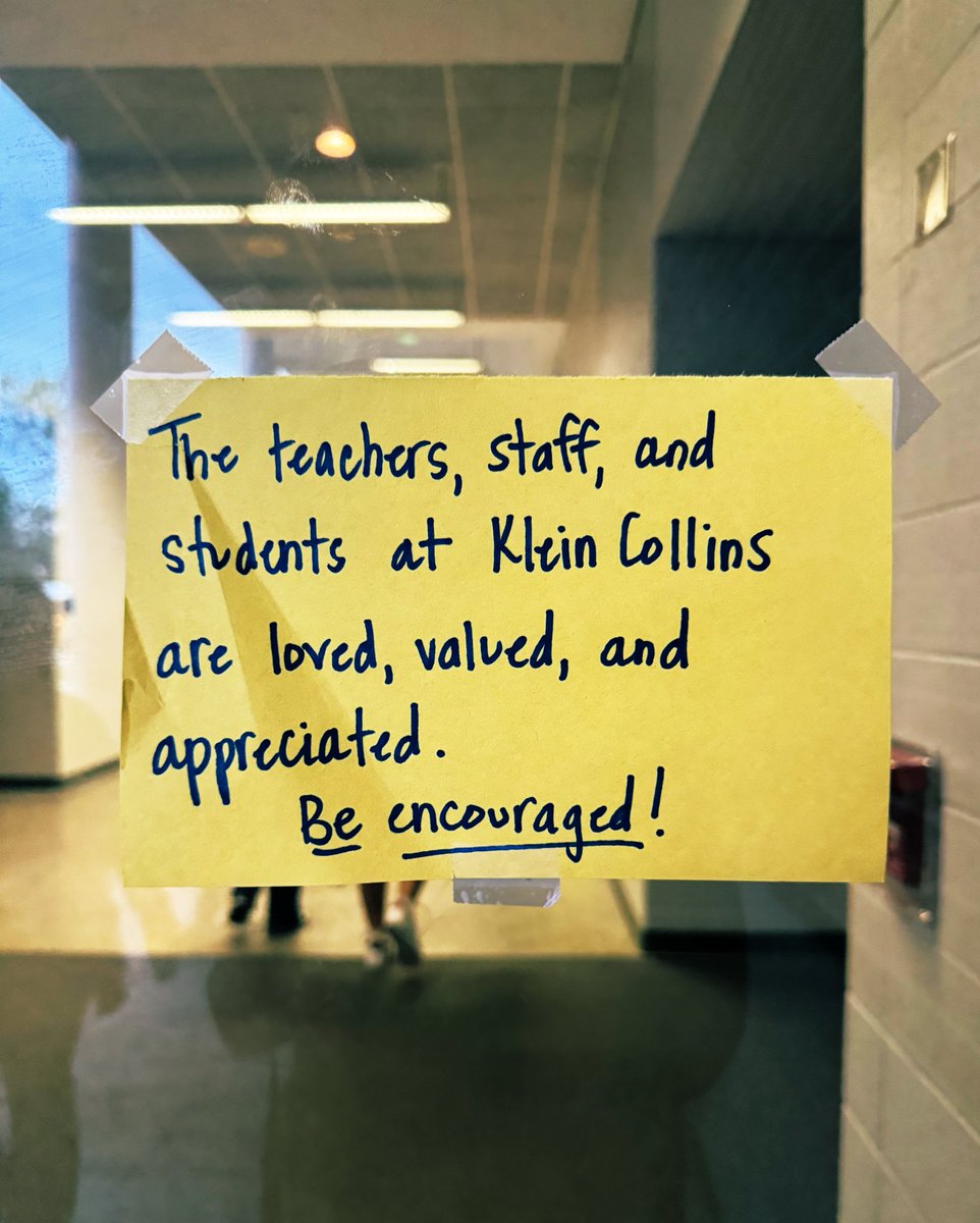 The first thing I see as I walk into @KleinCollins today!🫶🏼 What a beautiful message to our incredible staff, teachers & students! As we enter the final days of the 23-24 school year, we are so grateful for our @KleinISD community for their love, support & prayer!🙏🏼❤️ #KCFamily