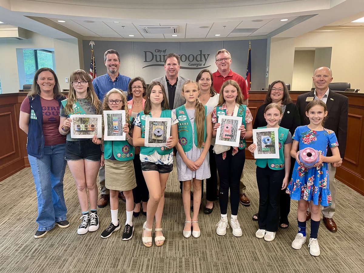 Congratulations to members of Girl Scout Troop 19443, who were recognized during Monday night’s Dunwoody City Council meeting for earning the Girls Scout Bronze Award. The Troop worked together to build birdhouses and create a bird sanctuary.