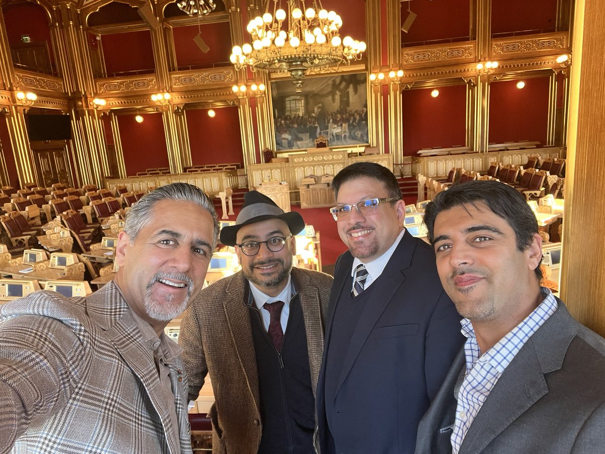 Enjoyed visiting the Norwegian Parliament and Oslo City Hall, home of the Nobel Peace Prize ceremony. Most of all, loved connecting with @abidraja and @taminarauf two dynamic politicians driving change in Norway! #Oslo #Politics
