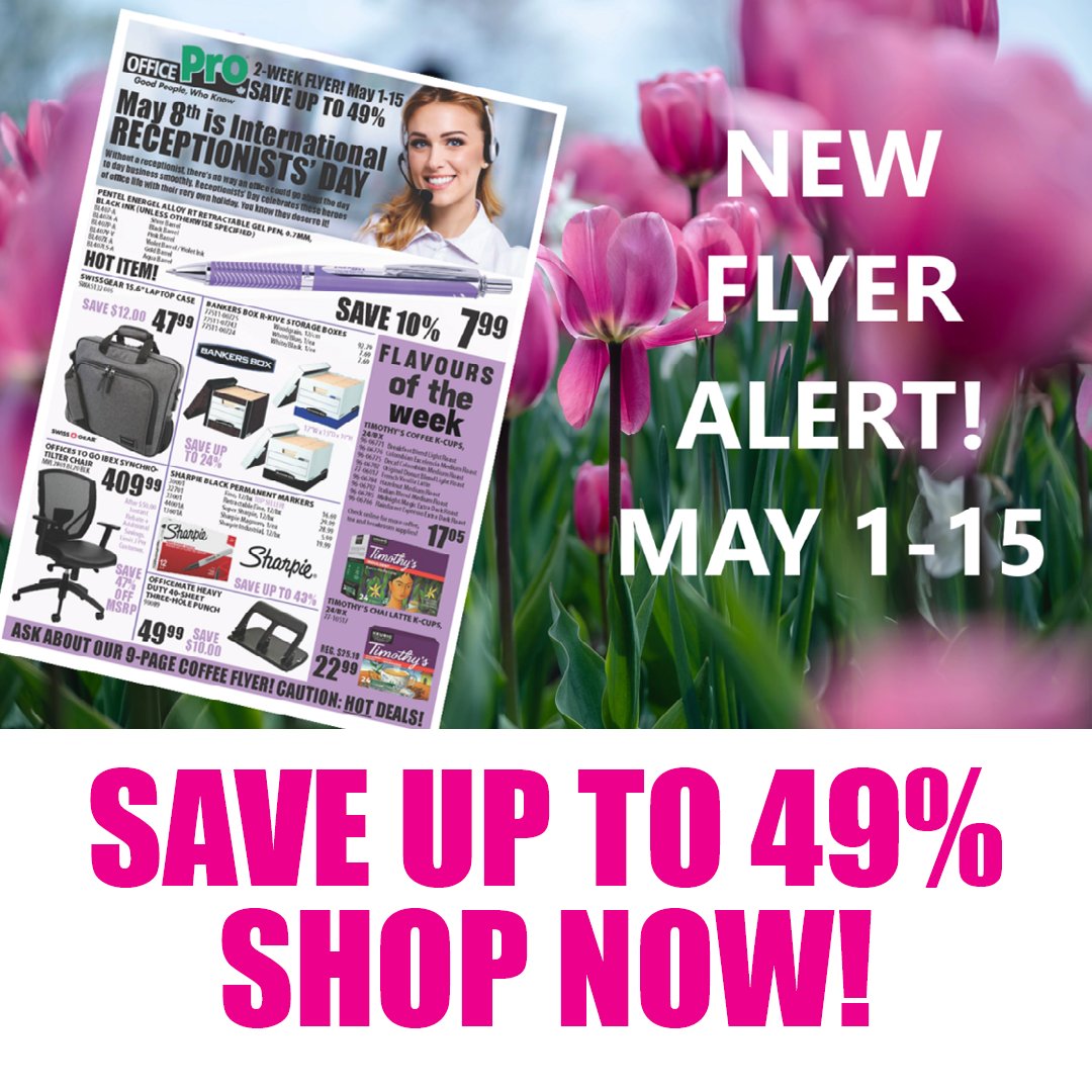 NHOfficepro's tweet photo. NEW FLYER ALERT! Save up to 49% until May 15th! Click to SHOP NOW: https://t.co/JG5AueNh1s
#officesupplies #coffee #wilmottownship #newhamburgontario https://t.co/yLFWBDCBKS
