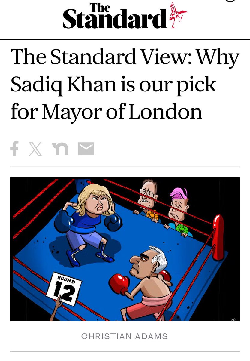 Well. The Standard backs Labour Mayor Sadiq Khan.