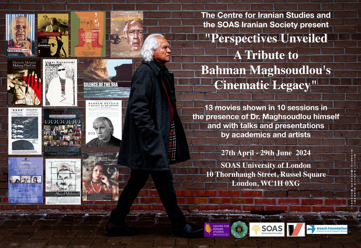 The #SOAS Centre for Iranian Studies is thrilled to announce 'Perspective Unveiled: A tribute to Bahman Maghsoudlou's cinematic legacy', the screening of a captivating series of films from 27 April to 29 June 2024. See more: soas.ac.uk/about/events?d…